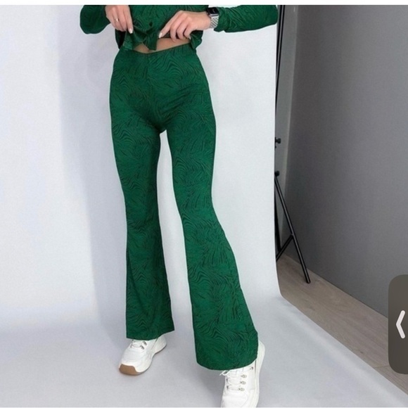 Zara Pants - Zara Emerald Patterned Flare Pants